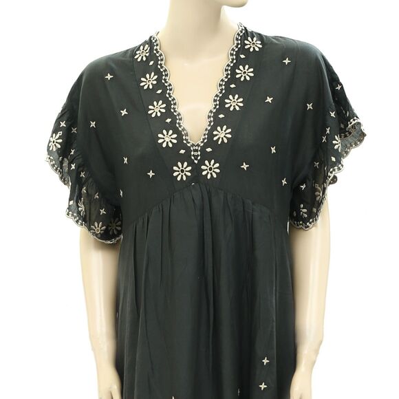 Odd Molly Kathleen Midi Dress Floral Embroidered Kimono Eyelet Resort S-1 254651 - Picture 8 of 10
